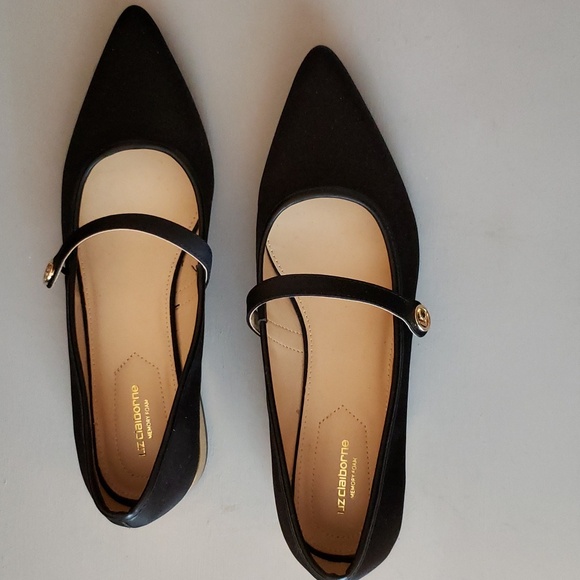 Liz Claiborne Santry ballet flat satin finish w/ gold heel NWOT - Picture 2 of 8